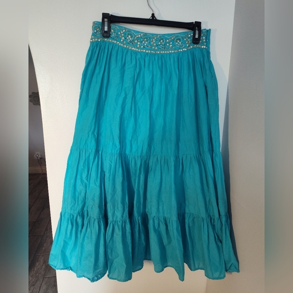 Turquoise Embellished Women's Skirt Size 4 #307 - Picture 1 of 4